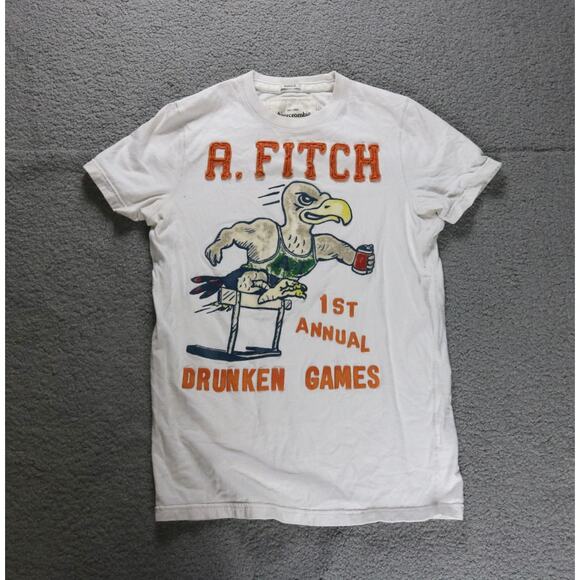 Vintage Abercrombie Fitch Mens S Muscle Tee Drunken Games 3D Embroidered T Shirt - Picture 1 of 6